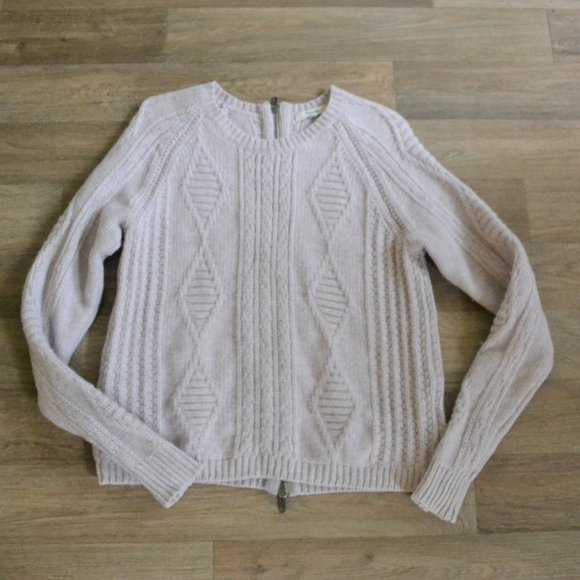 Madewell Palisade Back Zip Merino Wool Cable Knit Sweater Size Medium - Picture 3 of 9
